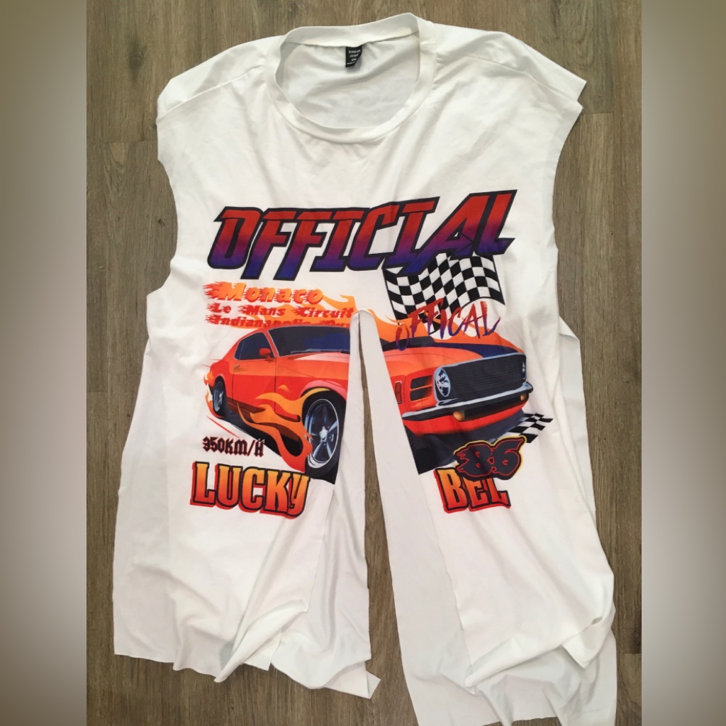 Shein Official Graphic Tee - White, Orange, Purple